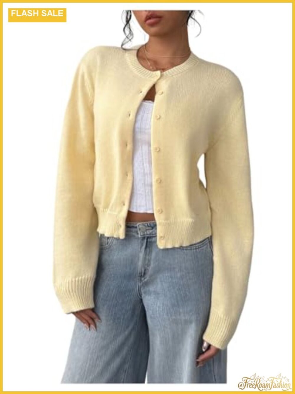 Women's Button Down Cropped Lightweight Cardigan Sweater